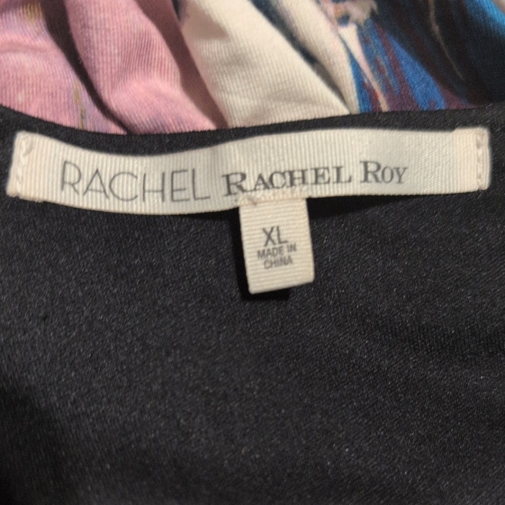 RACHEL Rachel Roy Abstract Print Asymmetrical Dress in Red, Blue, and White - Picture 8 of 10